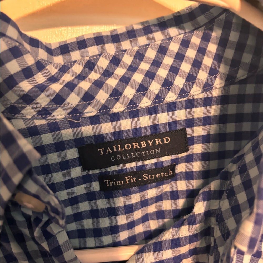 Tailorbyrd Blue and White Checkered Men's Shirt